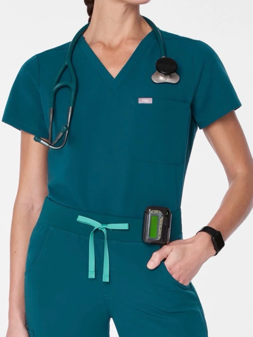 FIGS Women’s Teal V-Neck Scrub Top
